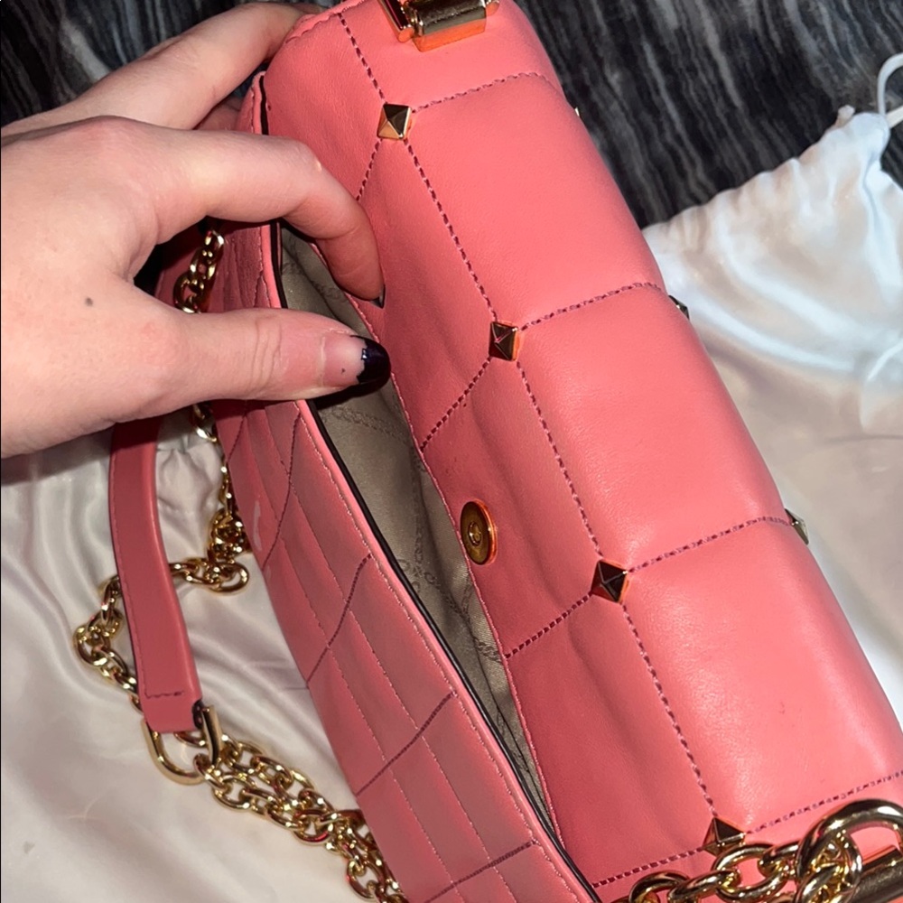 MICHAEL Michael Kors Pink and Gold Quilted Shoulder Bag - Picture 9 of 11